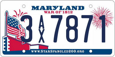 MD license plate 3AX7871