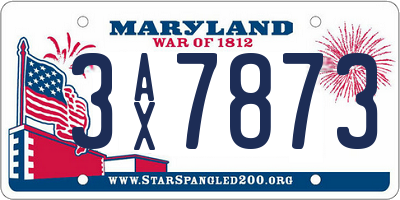 MD license plate 3AX7873
