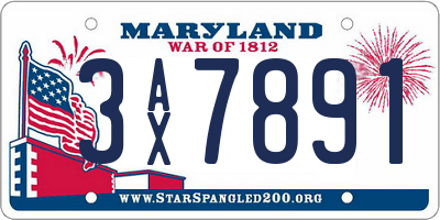 MD license plate 3AX7891