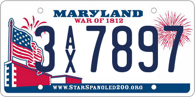 MD license plate 3AX7897