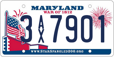 MD license plate 3AX7901