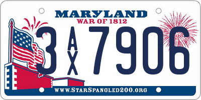 MD license plate 3AX7906