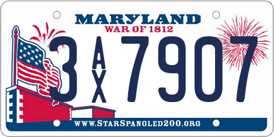 MD license plate 3AX7907