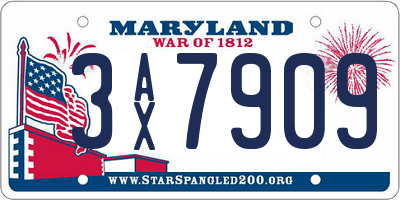 MD license plate 3AX7909