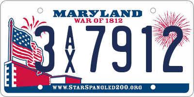 MD license plate 3AX7912