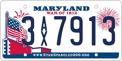 MD license plate 3AX7913