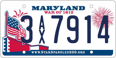 MD license plate 3AX7914