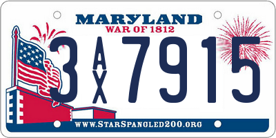 MD license plate 3AX7915