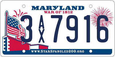 MD license plate 3AX7916