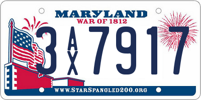 MD license plate 3AX7917