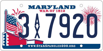 MD license plate 3AX7920