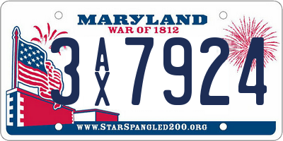 MD license plate 3AX7924
