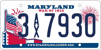 MD license plate 3AX7930