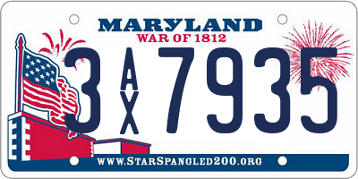 MD license plate 3AX7935