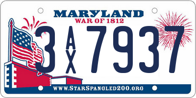 MD license plate 3AX7937