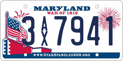 MD license plate 3AX7941