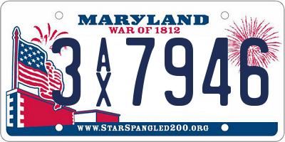 MD license plate 3AX7946