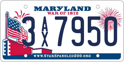 MD license plate 3AX7950