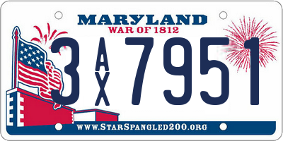 MD license plate 3AX7951