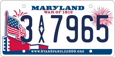 MD license plate 3AX7965