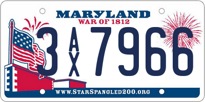 MD license plate 3AX7966