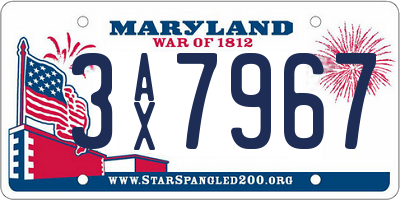 MD license plate 3AX7967