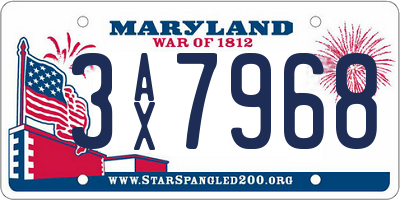 MD license plate 3AX7968
