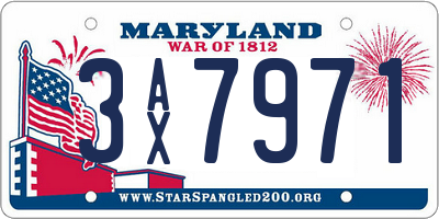 MD license plate 3AX7971