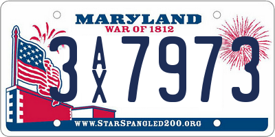 MD license plate 3AX7973