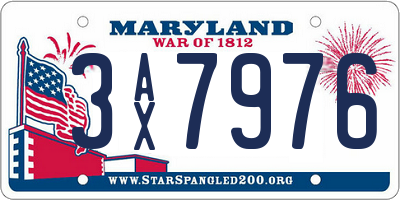 MD license plate 3AX7976