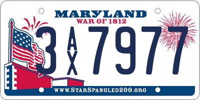 MD license plate 3AX7977