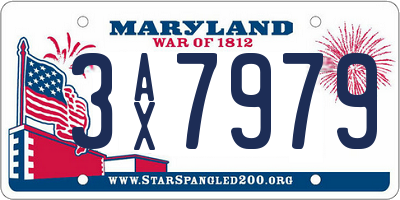 MD license plate 3AX7979