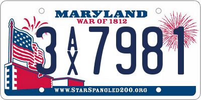 MD license plate 3AX7981