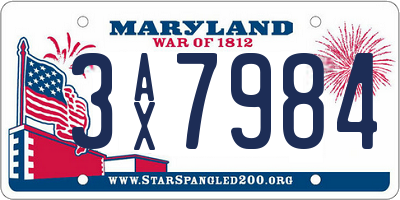 MD license plate 3AX7984