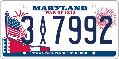 MD license plate 3AX7992