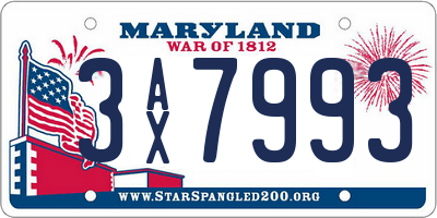 MD license plate 3AX7993