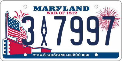 MD license plate 3AX7997