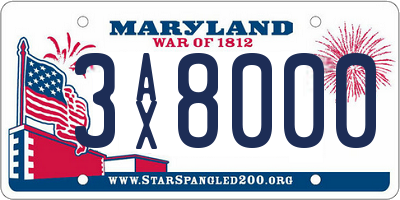 MD license plate 3AX8000