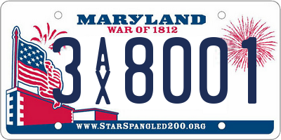 MD license plate 3AX8001