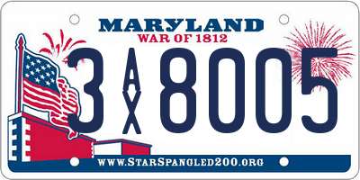 MD license plate 3AX8005