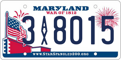 MD license plate 3AX8015