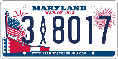 MD license plate 3AX8017