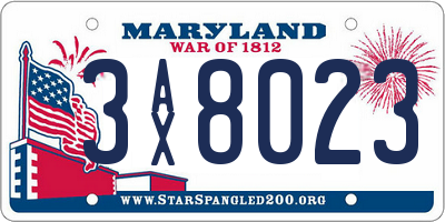 MD license plate 3AX8023
