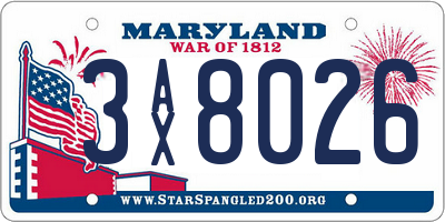 MD license plate 3AX8026