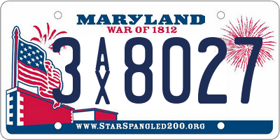 MD license plate 3AX8027