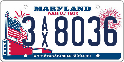 MD license plate 3AX8036
