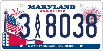 MD license plate 3AX8038