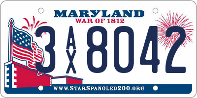 MD license plate 3AX8042