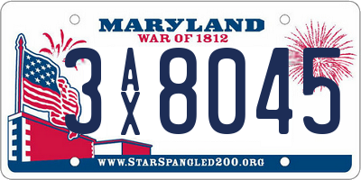 MD license plate 3AX8045