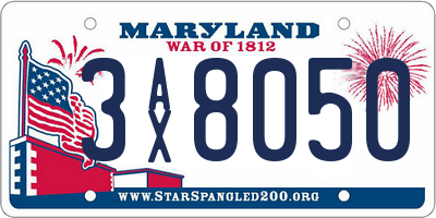 MD license plate 3AX8050